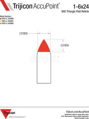 Прибор оптический TRIJICON AccuPoint 1-6x24 BAC Red Triangle Tritium / Fiber Optics HRST-М2-4-W-34д фото