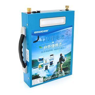 Акумуляторна батарея літієва QiSuo 12 V 120 A, 42 Ah (210x65x300mm), ліхтарик, зарядка 12.6V 5A, рюкзак HRUG-24063 фото