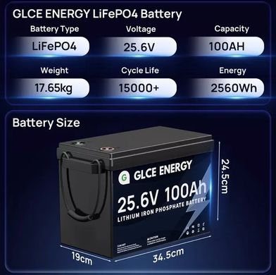 Аккумулятор LiFePO4 GLCE ENERGY 24v-100ah 24100