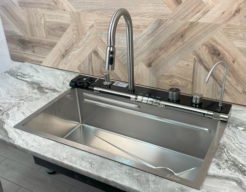Многофункциональная кухонная мойка Kroner Platinum Handmade Brushed Silver SP7545LB BV-001717 фото