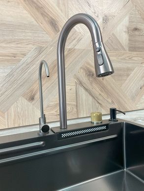 Кухонна мийка з нержавіючої сталі Kroner Platinum Handmade SP7545HB NanoBlack BV-001718 фото