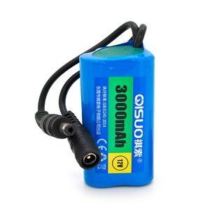 Аккумуляторная батарея литиевая QiSuo 12V 3A с элементами Li-ion 18650, DC5.5x2.1, (37x37x67mm) HRUG-26125 фото