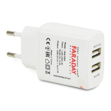 Блок живлення Faraday Electronics 18W/OEM з 2 USB виходами 5V/1A+2.4A