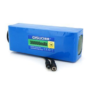Аккумуляторная батарея литиевая QiSuo 12V 30A с элементами Li-ion 18650, DC5.5x2.1, (187x57x68mm) HRUG-26123 фото
