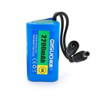 Акумуляторна батарея літієва QiSuo 12 V 2.2 A з елементами Li-ion 18650, DC5.5x2.1, (37x37x70mm) HRUG-20399 фото
