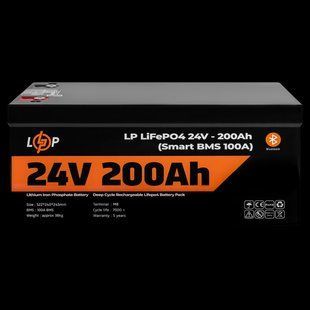 Аккумулятор LP LiFePO4 24V - 200 Ah (Smart BMS 100А) с BT пластик для ИБП HR20201 фото