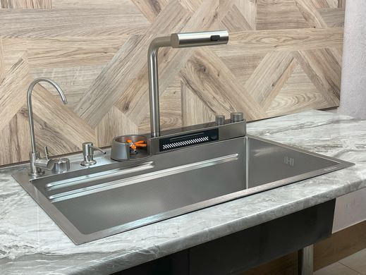 Кухонная мойка из нержавеющей стали Kroner Platinum Handmade SP7545DB Brushed Silver BV-001721 фото