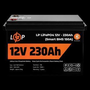 Акумулятор LP LiFePO4 12 V (12,8 V) &mdash; 230 Ah (2944 Wh) (Smart BMS 150А) з BT пластик HR20199 фото