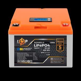 Акумулятор LP LiFePO4 12,8V &mdash; 32 Ah (410Wh) (BMS 50А/25A) пластик LCD для ДБЖ 23830 фото