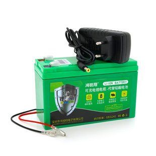 Аккумуляторная батарея литиевая 12 V 16A с элементами Li-ion 18650 (150X65X94) вес 1095 грамм + зарядное HRUG-11000 фото
