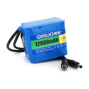 Аккумуляторная батарея литиевая QiSuo 12V 12A с элементами Li-ion 18650, DC5.5x2.1, (79x57x68mm) HRUG-26024 фото