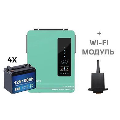 Гібридний інвертор Anern AN-SCI-EVO-6200 (WI-FI), 48 В, 6200 Вт + ЧОТИРИ LiFePO4 акумулятори 12V100AH BV-001289 фото