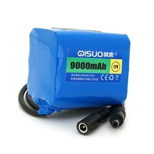 Аккумуляторная батарея литиевая QiSuo 12V 9A с элементами Li-ion 18650, DC5.5x2.1, (61x57x68mm) HRUG-26023 фото