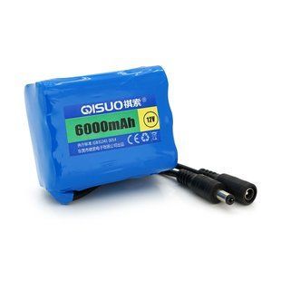Аккумуляторная батарея литиевая QiSuo 12V 6A с элементами Li-ion 18650, DC5.5x2.1, (55x41x67mm) HRUG-26022 фото