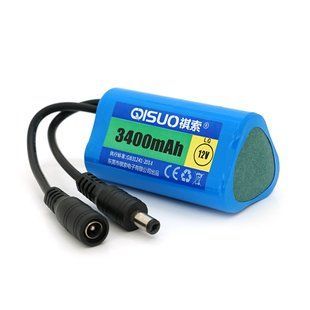 Аккумуляторная батарея литиевая QiSuo 12V 3.4A с элементами Li-ion LG 18650, DC5.5x2.1, (37x37x67mm) HRUG-26021 фото