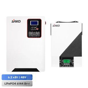 Комплект резервного питания Sako: гибридный инвертор 6.2 кВт SUNON IV 48В +120A MPPT и аккумуляторная батарея 42-00159-42-00155 фото