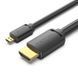 Кабель Vention micro HDMI - HDMI 2.0, 3 м, 4K@60Hz, HDR, Dolby, 1080P 120Hz, HDMI-D/HDMI-A, Чорний