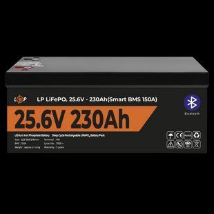 Аккумулятор LP LiFePO4 25,6V - 230 Ah (5888Wh) (Smart BMS 150А) с BT пластик 30384 фото