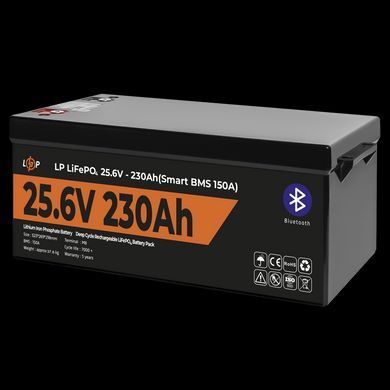 Акумулятор LP LiFePO4 25,6V &mdash; 230 Ah (5888Wh) (Smart BMS 150А) з BT пластик 30384 фото