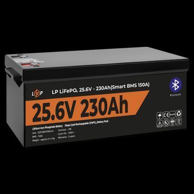 Акумулятор LP LiFePO4 25,6V &mdash; 230 Ah (5888Wh) (Smart BMS 150А) з BT пластик 30384 фото