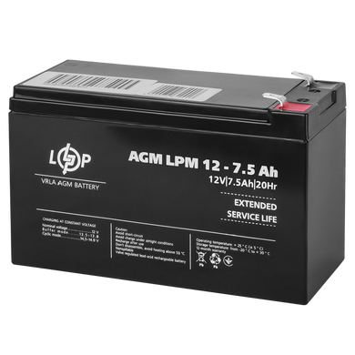 Акумулятор кислотний AGM LogicPower LPM 12 — 7,5 AH