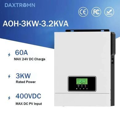 Гібридний інвертор Daxtromn AOH-3.2KVA 24 В, 60 А, 3000 Вт(безперебійник, UPS, ДБЖ) (AOH-3.2KVA-24V) BV-002173 фото