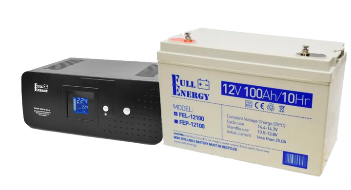 Комплект безперебійного живлення ДБЖ Full Energy BBGP-220/8 800ВА/480Вт і акумулятор Full Energy FEL-12100 HRBV-000829 фото