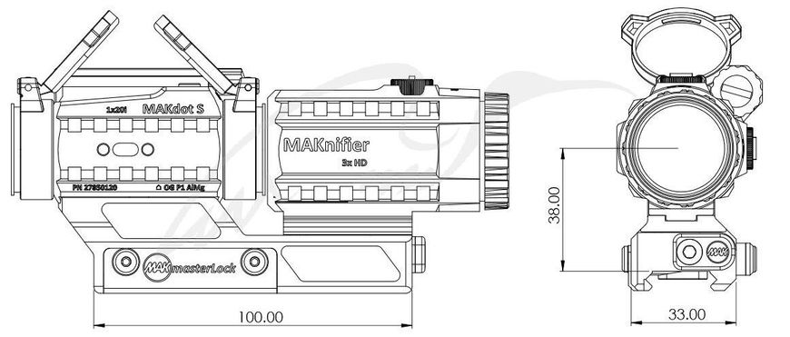 Комплект оптики MAK combo: коллиматор MAKdot S 1x20 и магнифер MAKnifier S3 3x на креплении MAKmaster Lock CS