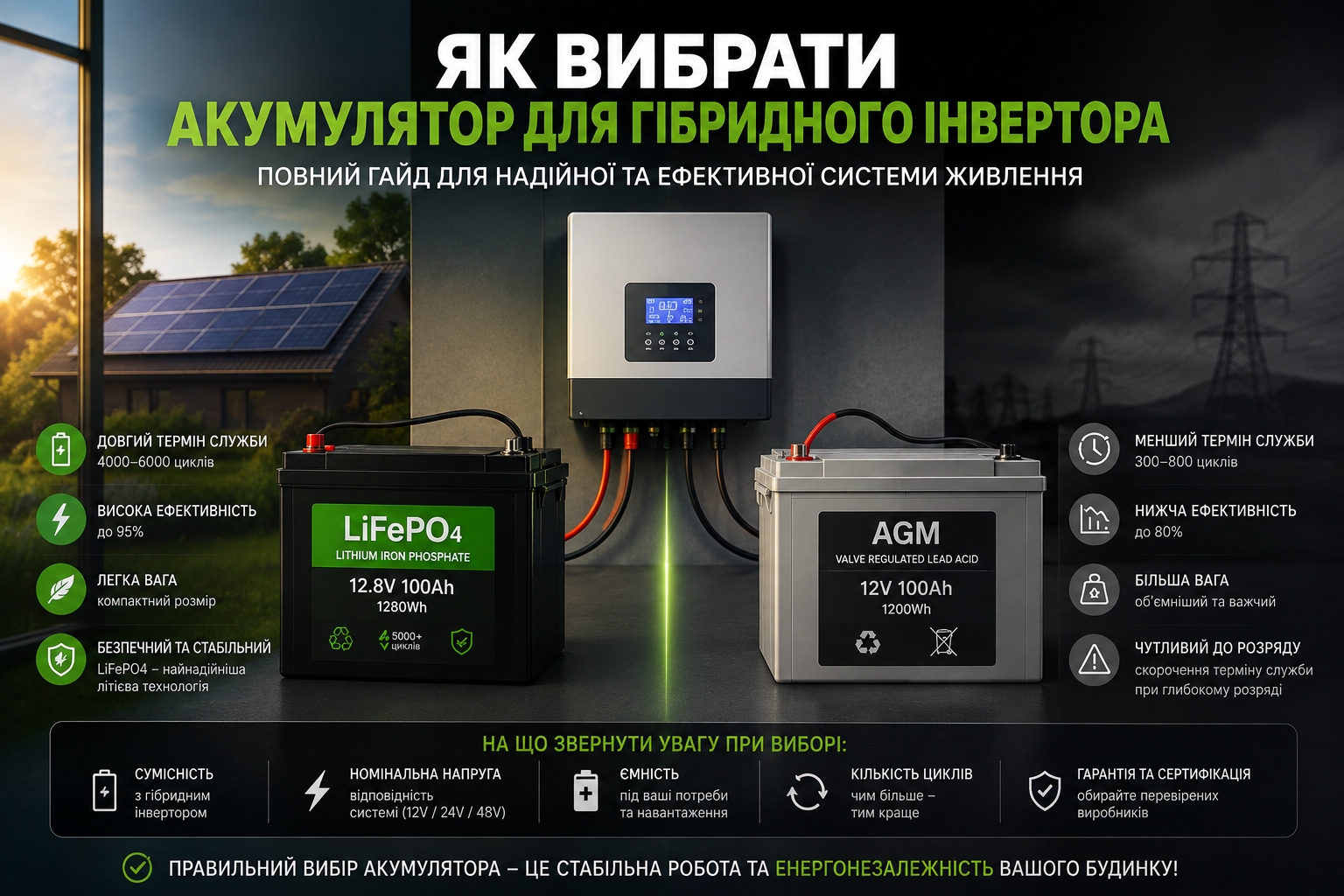 акумулятор для гібридного інвертора
